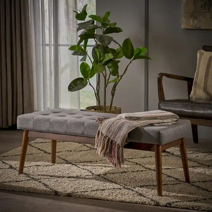 Flavel Tufted Fabric Ottoman Bench by Christopher Knight Home