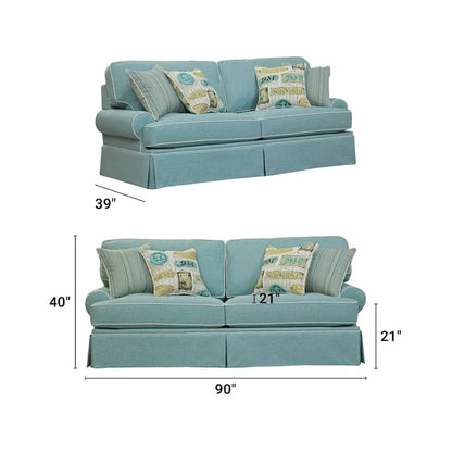 American Furniture Classics Model Coastal Aqua Series Sofa with Four Accent Pillows