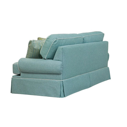 American Furniture Classics Model Coastal Aqua Series Sofa with Four Accent Pillows