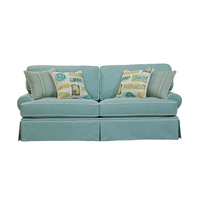 American Furniture Classics Model Coastal Aqua Series Sofa with Four Accent Pillows