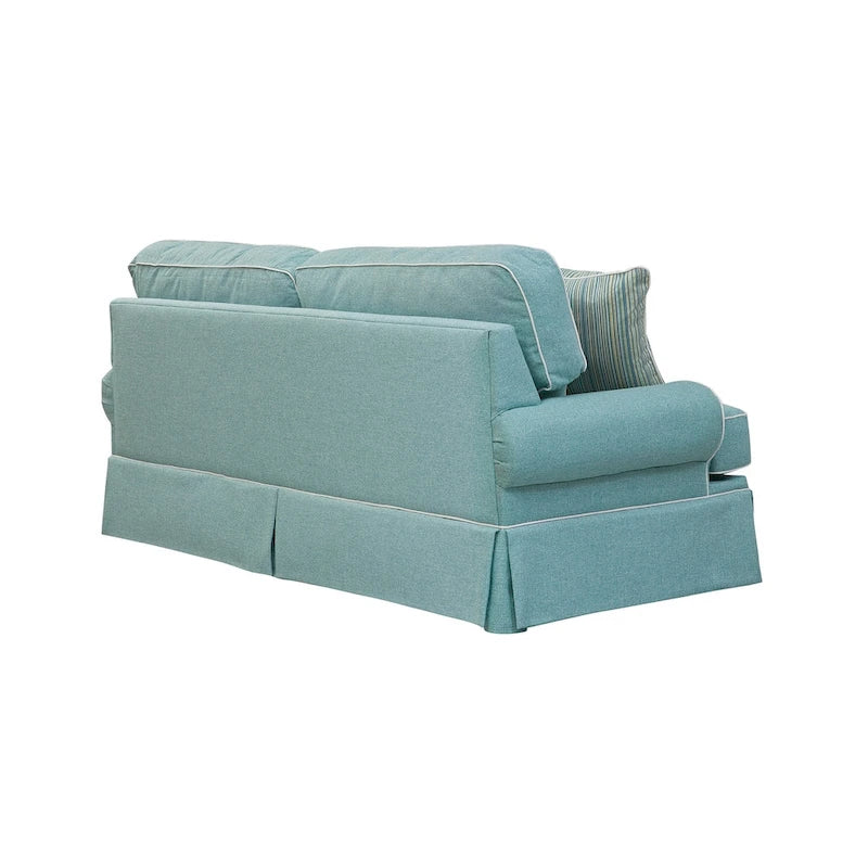 American Furniture Classics Model Coastal Aqua Series Sofa with Four Accent Pillows