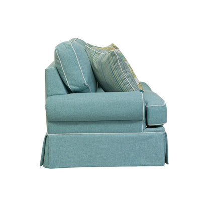 American Furniture Classics Model Coastal Aqua Series Sofa with Four Accent Pillows