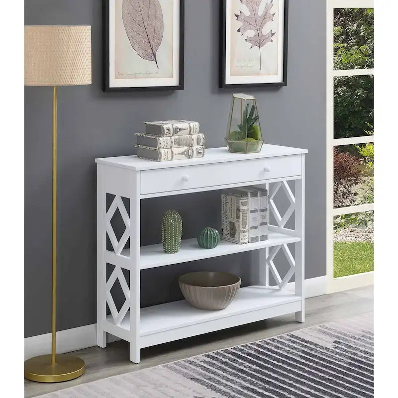 Convenience Concepts Diamond 1 Drawer Console Table with Shelves