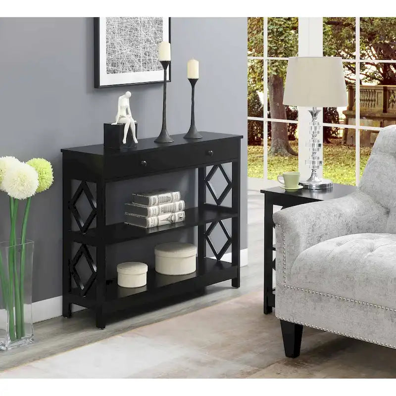 Convenience Concepts Diamond 1 Drawer Console Table with Shelves