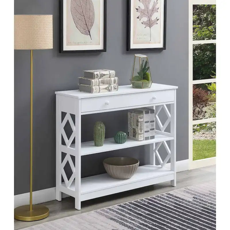 Convenience Concepts Diamond 1 Drawer Console Table with Shelves