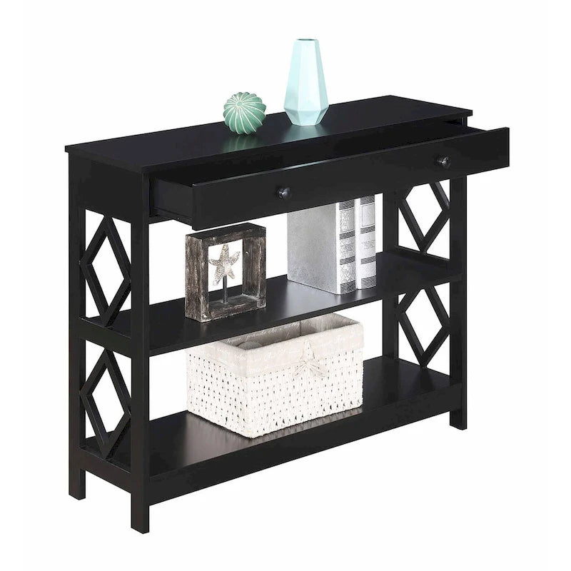 Convenience Concepts Diamond 1 Drawer Console Table with Shelves