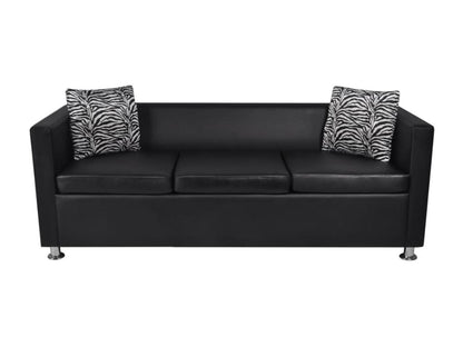 3-seater sofa in black faux leather