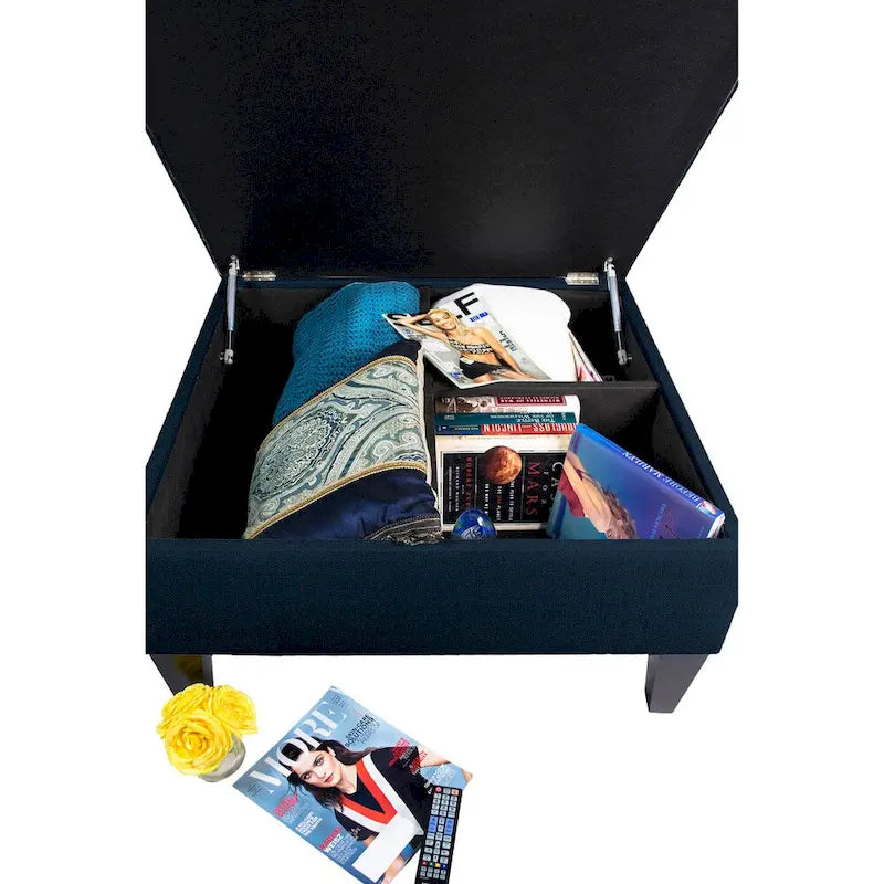 MJL Furniture Manhattan Espresso Upholstered Organizational Cocktail Ottoman Table