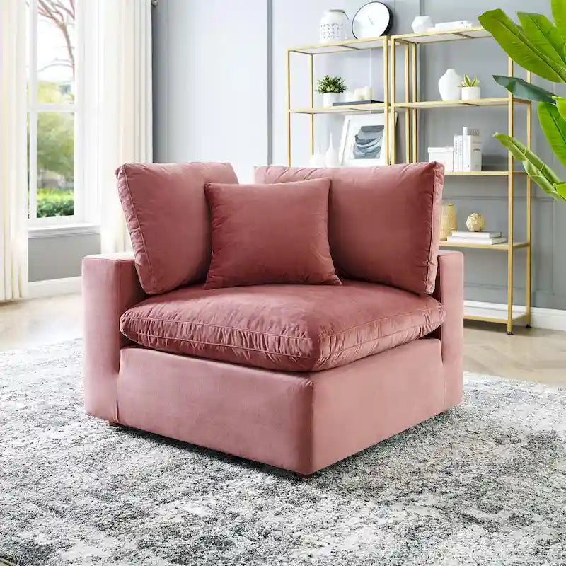 Commix Down Filled Overstuffed Performance Velvet Corner Chair