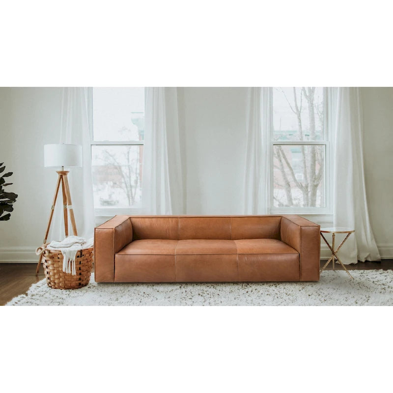 UR livingroom Full Aniline Leather Sofa Modern Genuine Leather Sofa Couch for Living Room - 100W x 43D x 26.25H