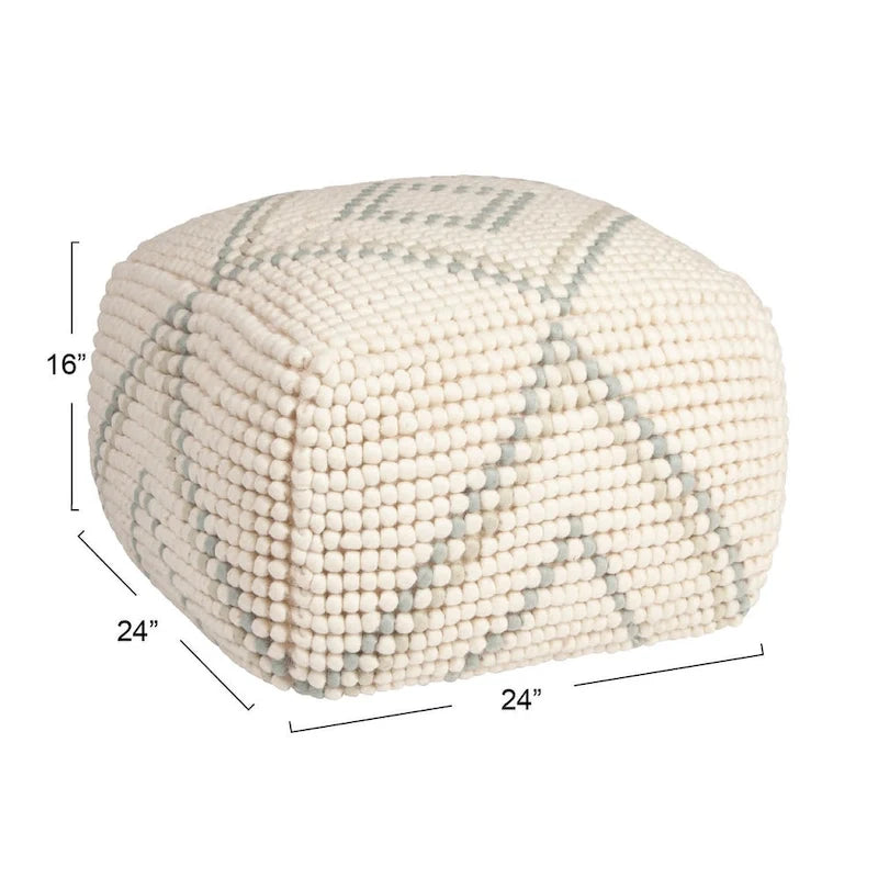 New Zealand Wool and Cotton Pouf