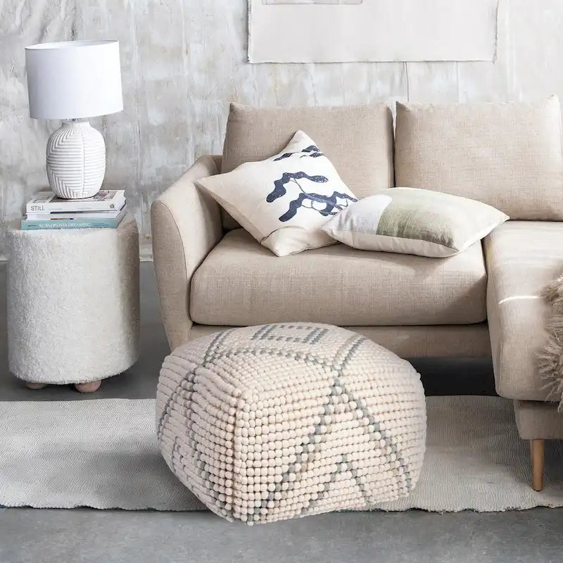 New Zealand Wool and Cotton Pouf