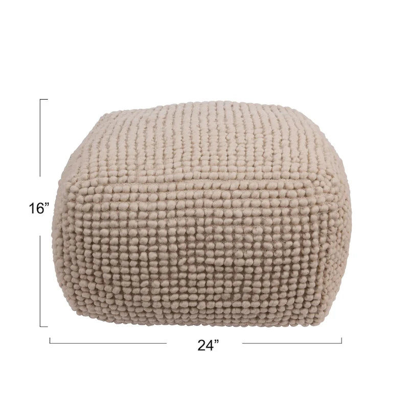 New Zealand Wool and Cotton Pouf