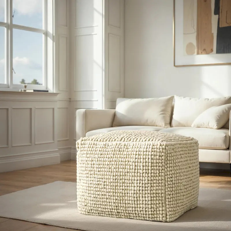 New Zealand Wool and Cotton Pouf