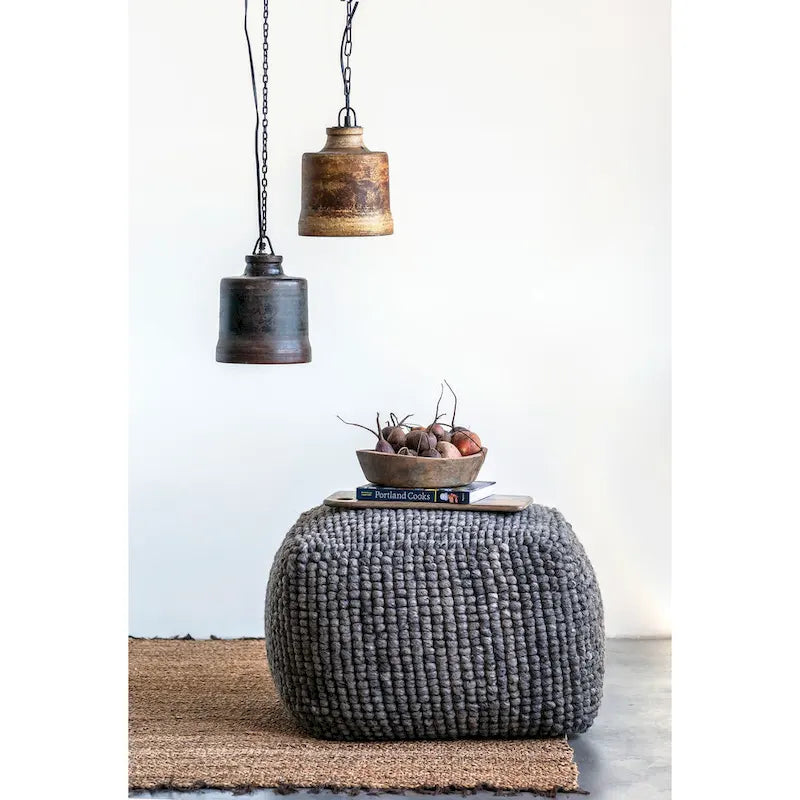 New Zealand Wool and Cotton Pouf