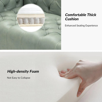 Nestor Transitional Genuine Leather Sofa with Metal Legs and Tufted Back