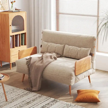 JASIWAY 43.3 Upholstered Loveseat Sofa Bed, Beige