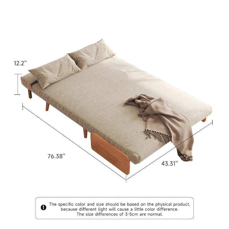 JASIWAY 43.3 Upholstered Loveseat Sofa Bed, Beige