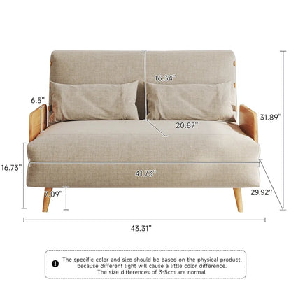 JASIWAY 43.3 Upholstered Loveseat Sofa Bed, Beige