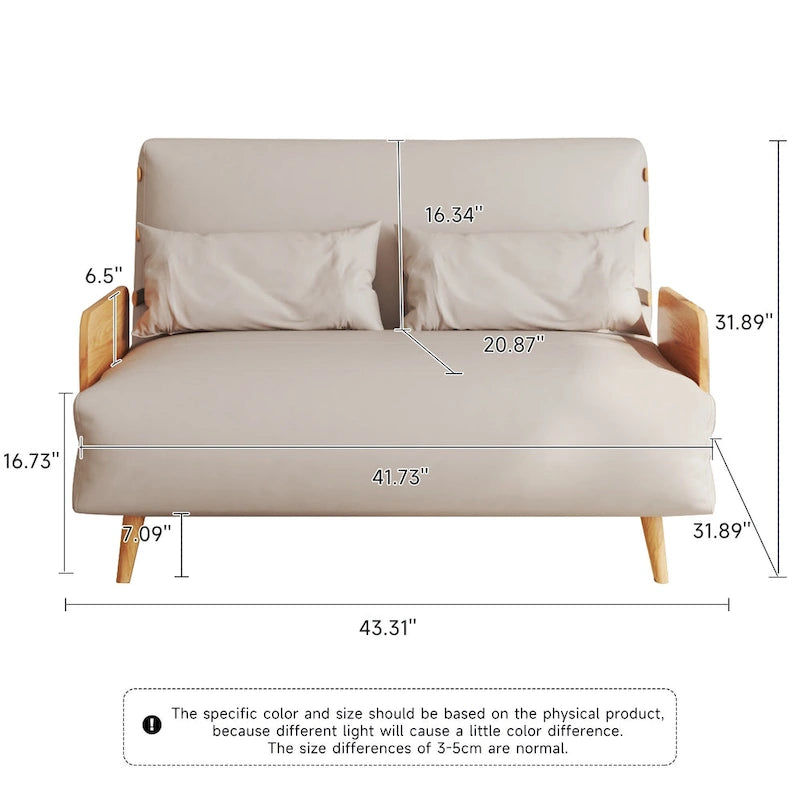 JASIWAY 43.3 Upholstered Loveseat Sofa Bed, Beige