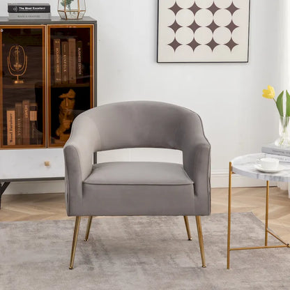 SEYNAR Modern Velvet Accent Arm Vanity Chair with Wingback and Gold Legs for Living Room