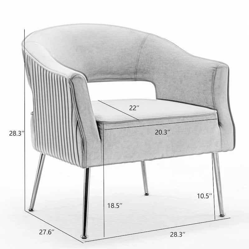 SEYNAR Modern Velvet Accent Arm Vanity Chair with Wingback and Gold Legs for Living Room