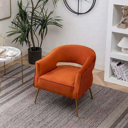 SEYNAR Modern Velvet Accent Arm Vanity Chair with Wingback and Gold Legs for Living Room