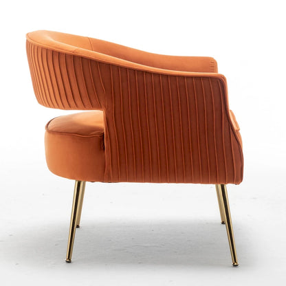 SEYNAR Modern Velvet Accent Arm Vanity Chair with Wingback and Gold Legs for Living Room