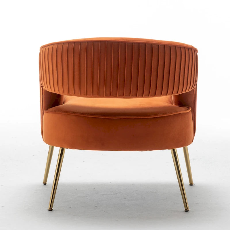 SEYNAR Modern Velvet Accent Arm Vanity Chair with Wingback and Gold Legs for Living Room