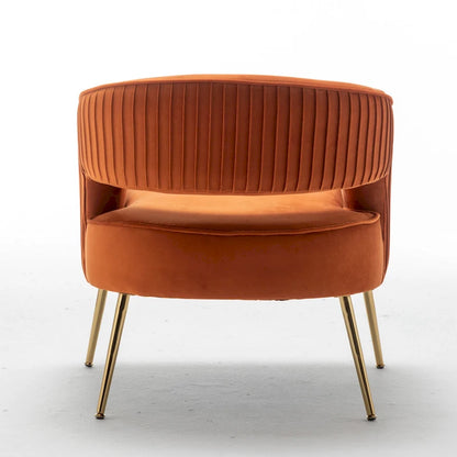 SEYNAR Modern Velvet Accent Arm Vanity Chair with Wingback and Gold Legs for Living Room