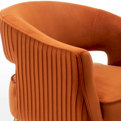 SEYNAR Modern Velvet Accent Arm Vanity Chair with Wingback and Gold Legs for Living Room