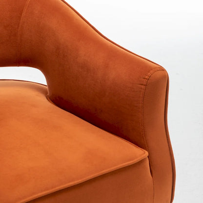 SEYNAR Modern Velvet Accent Arm Vanity Chair with Wingback and Gold Legs for Living Room