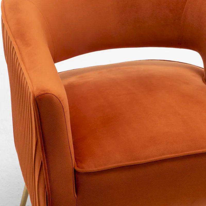 SEYNAR Modern Velvet Accent Arm Vanity Chair with Wingback and Gold Legs for Living Room