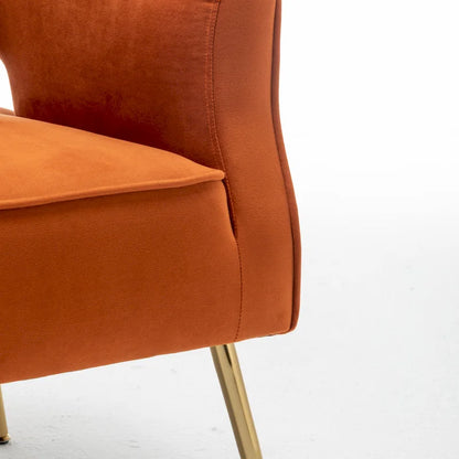 SEYNAR Modern Velvet Accent Arm Vanity Chair with Wingback and Gold Legs for Living Room