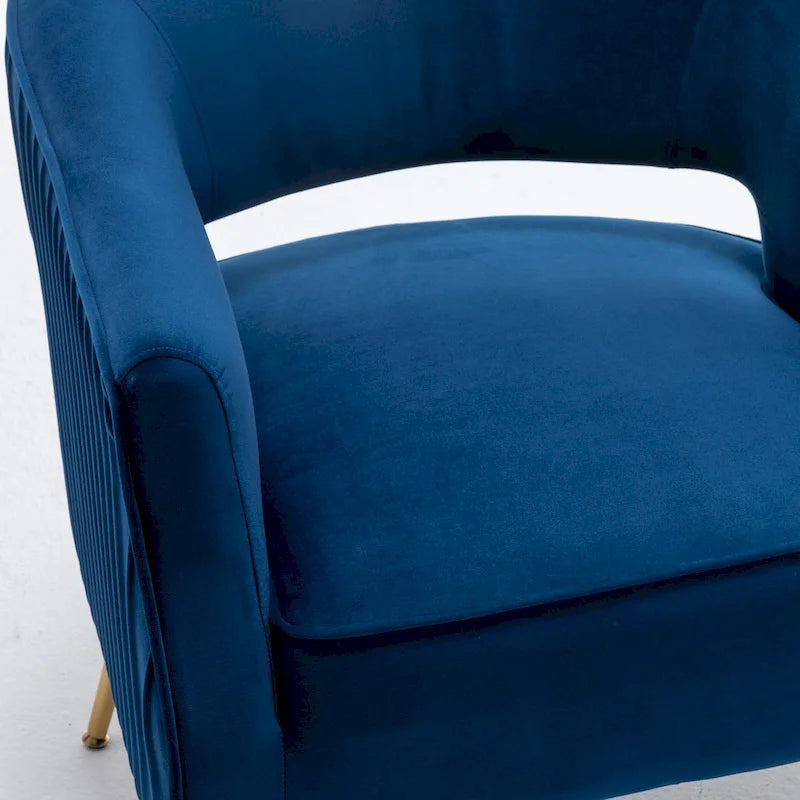 SEYNAR Modern Velvet Accent Arm Vanity Chair with Wingback and Gold Legs for Living Room