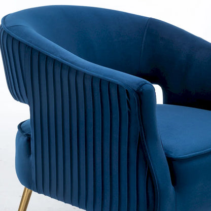 SEYNAR Modern Velvet Accent Arm Vanity Chair with Wingback and Gold Legs for Living Room