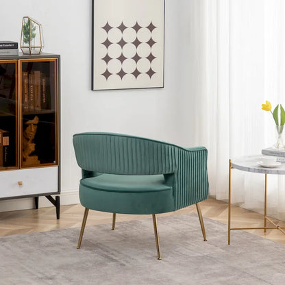 SEYNAR Modern Velvet Accent Arm Vanity Chair with Wingback and Gold Legs for Living Room