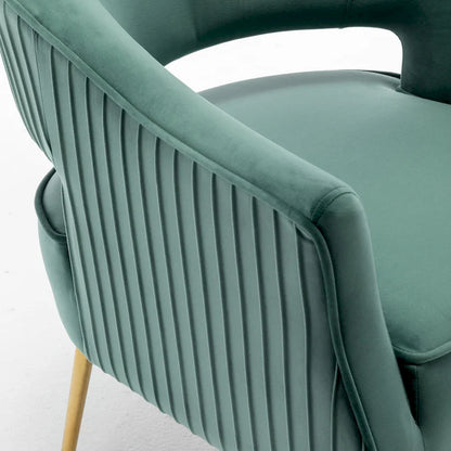 SEYNAR Modern Velvet Accent Arm Vanity Chair with Wingback and Gold Legs for Living Room