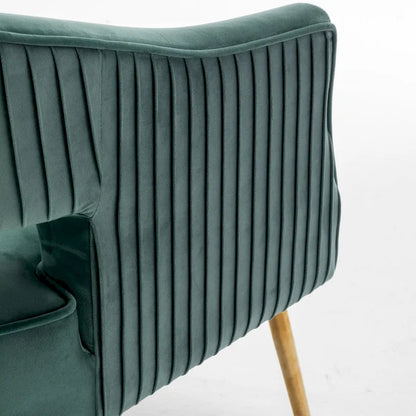 SEYNAR Modern Velvet Accent Arm Vanity Chair with Wingback and Gold Legs for Living Room