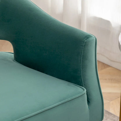 SEYNAR Modern Velvet Accent Arm Vanity Chair with Wingback and Gold Legs for Living Room