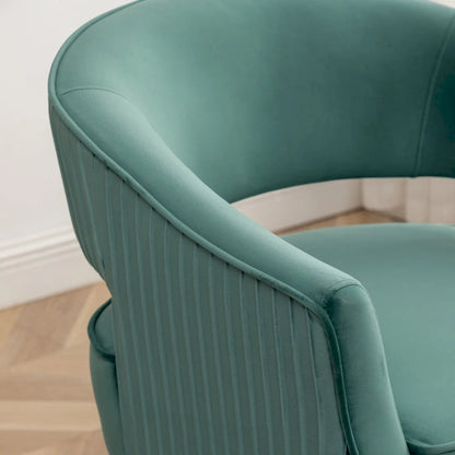 SEYNAR Modern Velvet Accent Arm Vanity Chair with Wingback and Gold Legs for Living Room