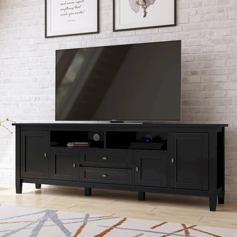WYNDENHALL Norfolk SOLID WOOD 72 inch Wide TV Media Stand For TVs up to 80 inches - 72 W x 17.5 D x 26 H