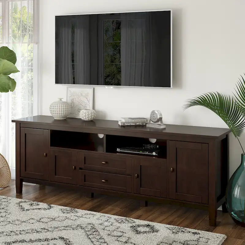 WYNDENHALL Norfolk SOLID WOOD 72 inch Wide TV Media Stand For TVs up to 80 inches - 72 W x 17.5 D x 26 H