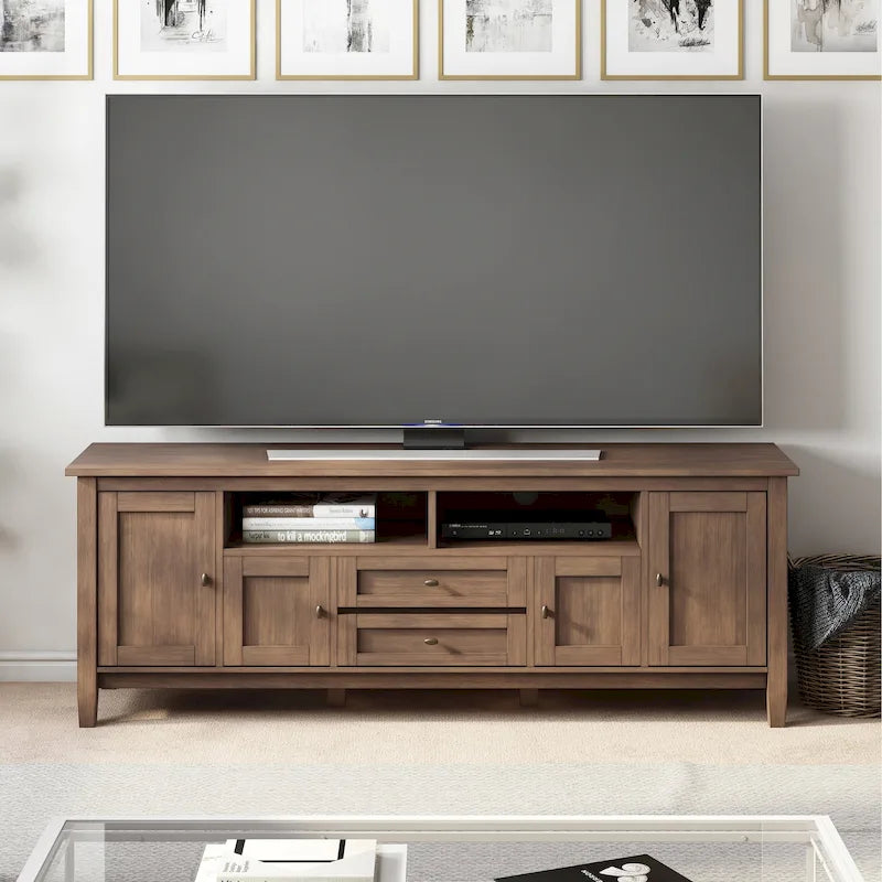 WYNDENHALL Norfolk SOLID WOOD 72 inch Wide TV Media Stand For TVs up to 80 inches - 72 W x 17.5 D x 26 H