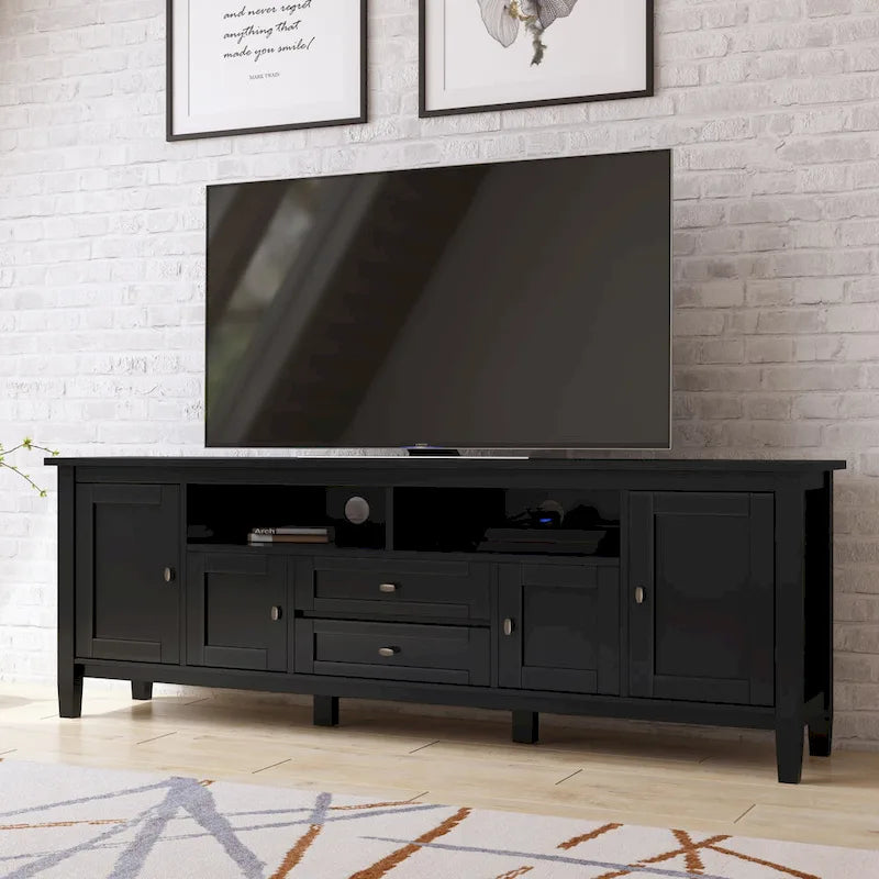 WYNDENHALL Norfolk SOLID WOOD 72 inch Wide TV Media Stand For TVs up to 80 inches - 72 W x 17.5 D x 26 H