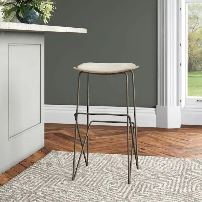 Katniss Cream Fabric Seat with Gold Metal Frame Counter Stool