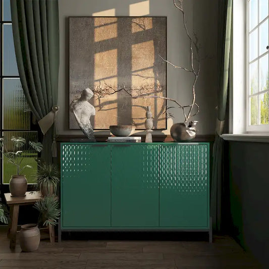 Clihome 3-Door High Gloss Buffets Sideboards with Adjustable Shelves