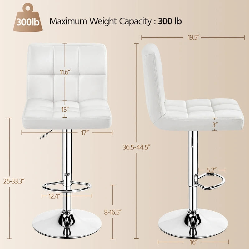 Yaheetech 2pcs Adjustable Modern Faux Leather Swivel Bar Chairs