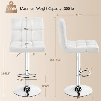 Yaheetech 2pcs Adjustable Modern Faux Leather Swivel Bar Chairs