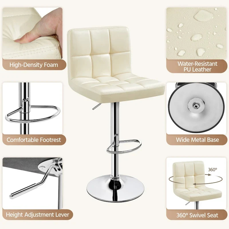 Yaheetech 2pcs Adjustable Modern Faux Leather Swivel Bar Chairs